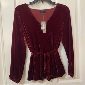 Jcrew velvet top NWT burgundy color